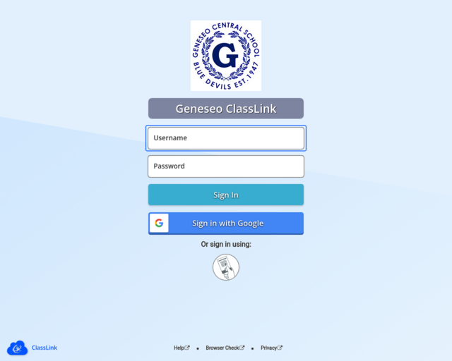 Screenshot of the ClassLink website