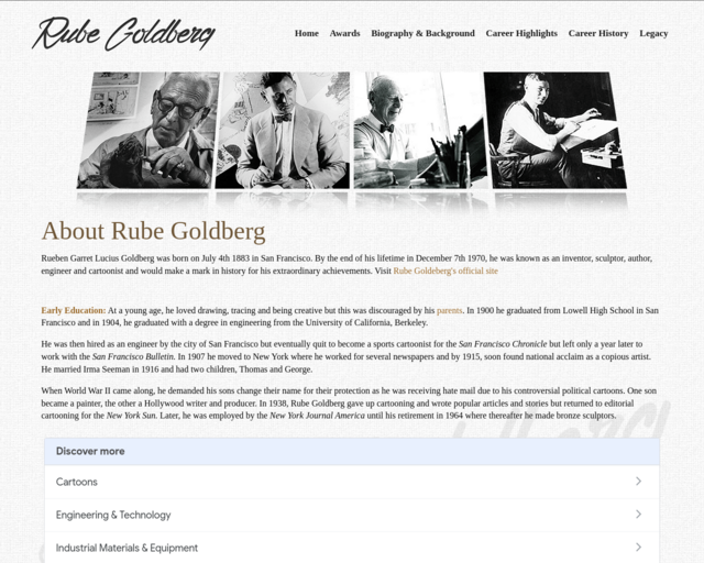 Screenshot of the Rube Goldberg Website website