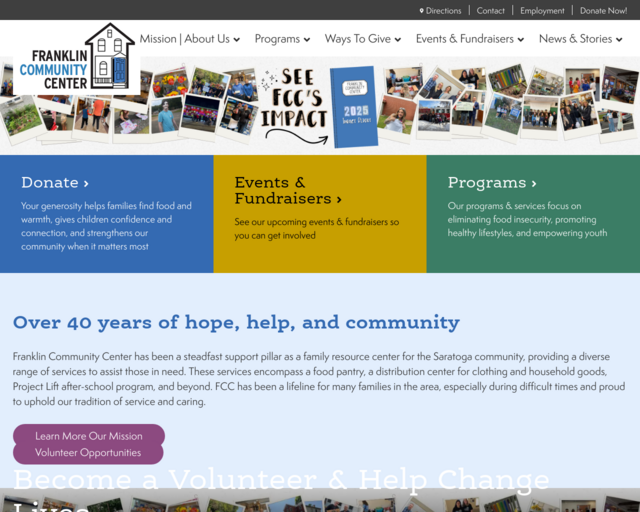 Screenshot of the Franklin Community Center website