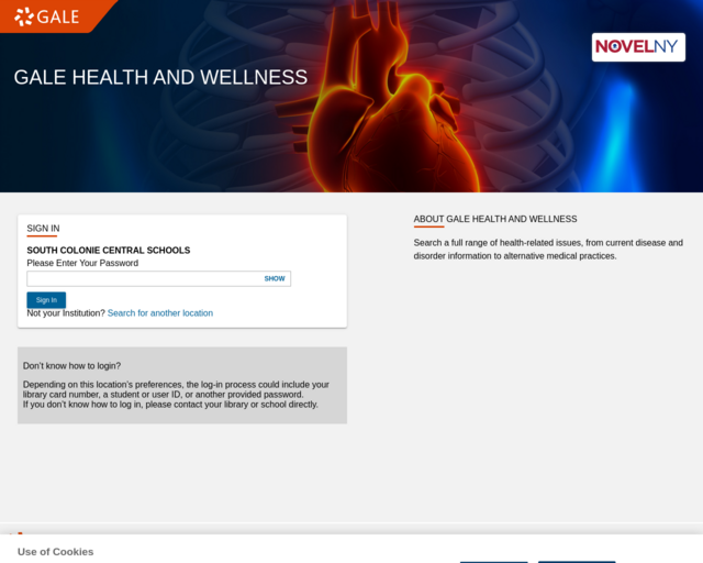 Screenshot of the Gale Health and Wellness website
