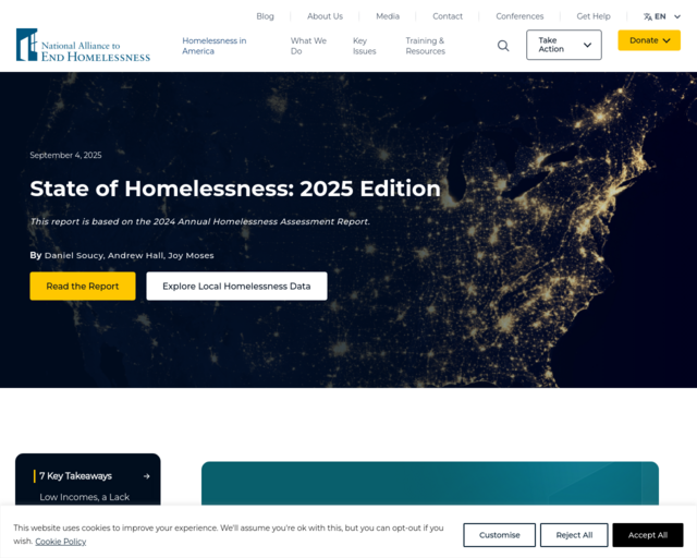 Screenshot of the National Alliance to End Homelessness website