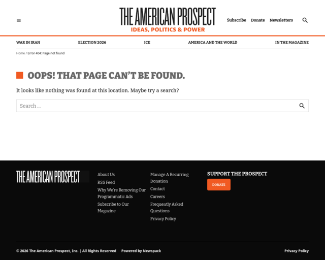 Screenshot of the Prospect.org (American Prospect) Teen Pregnancy website