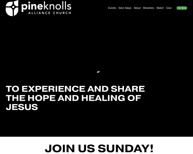 Screenshot of the Pine Knolls Alliance Church website