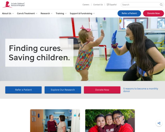 Screenshot of the St. Jude website