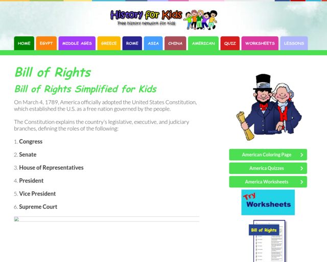 Screenshot of the Bill of Rights Simplified website
