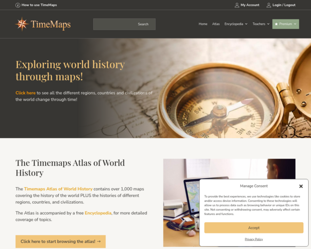 Screenshot of the TimeMaps website