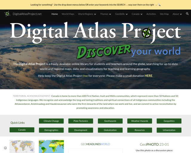 Screenshot of the Digital Atlas Project website