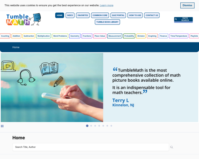 Screenshot of the TumbleMath website