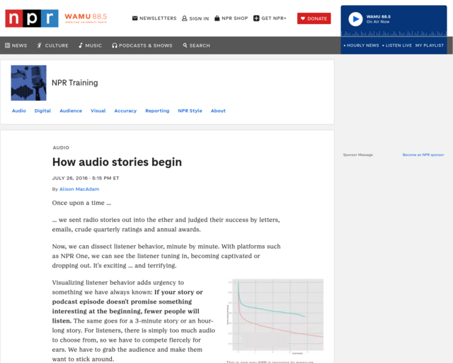 Screenshot of the How audio Stories Begin website