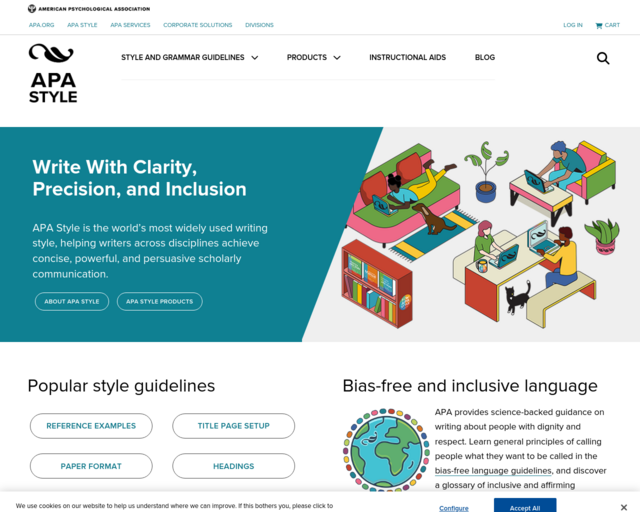 Screenshot of the APA Style website