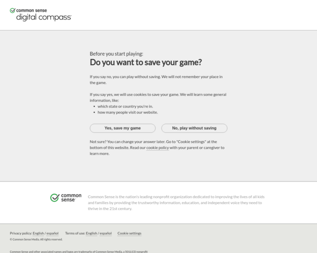 Screenshot of the Common Sense Media Digital Compass website