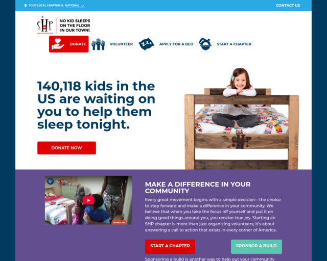 Screenshot of the Sleep in Heavenly Peace Organization website