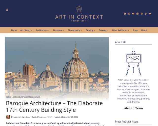 Screenshot of the Italy Baroque Architecture/Houses (Life during that time period) website