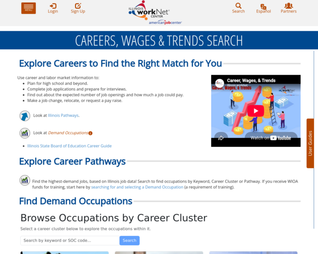 Screenshot of the IL Worknet Center website