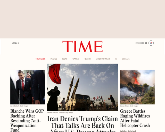 Screenshot of the Time Magazine website
