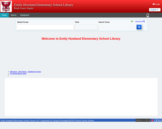 Screenshot of the OPAC website