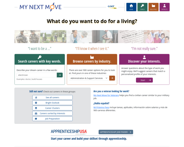 Screenshot of the My Next Move website