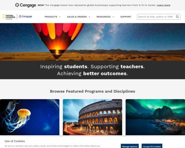 Screenshot of the National Geographic Learning website