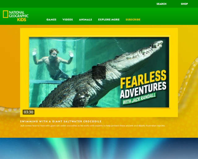 Screenshot of the National Geographic Kids website