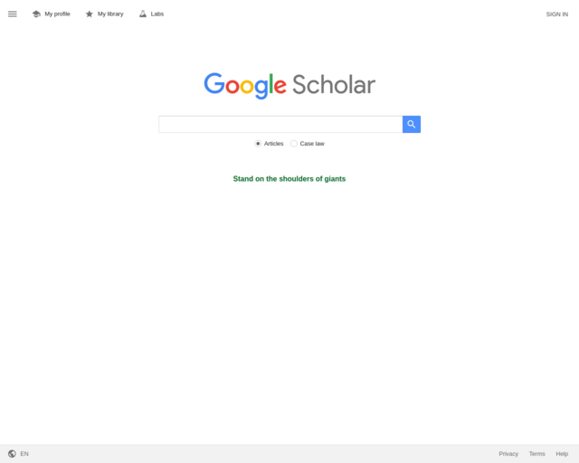 Screenshot of the Google Scholar website