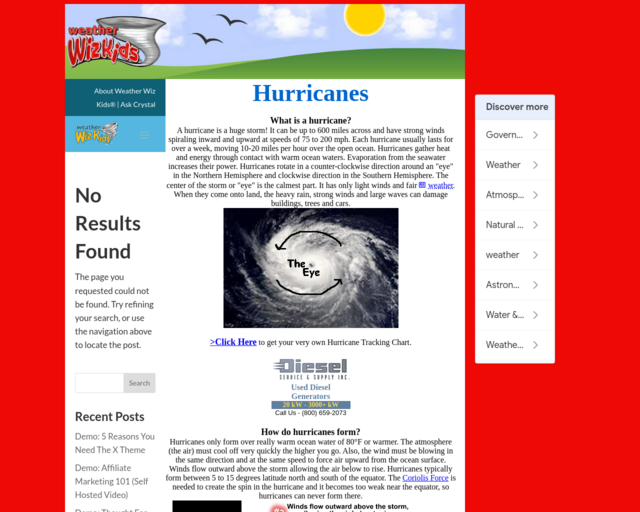 Screenshot of the Weather WizKids website