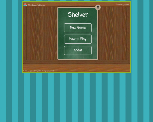Screenshot of the Shelver Game website