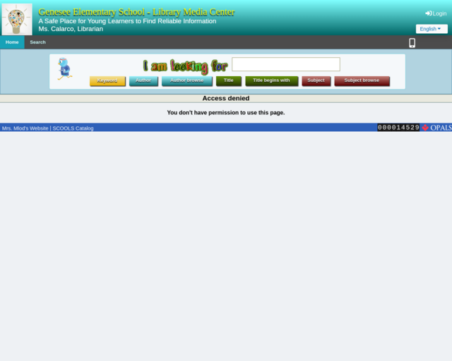 Screenshot of the OPAC website