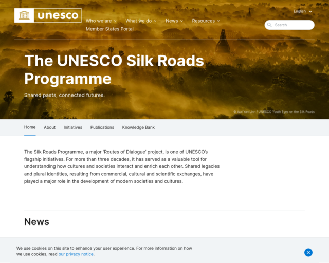Screenshot of the Unesco - The Silk Roads Programme website
