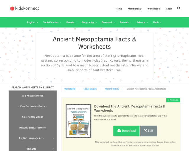 Screenshot of the Mesopotamia website