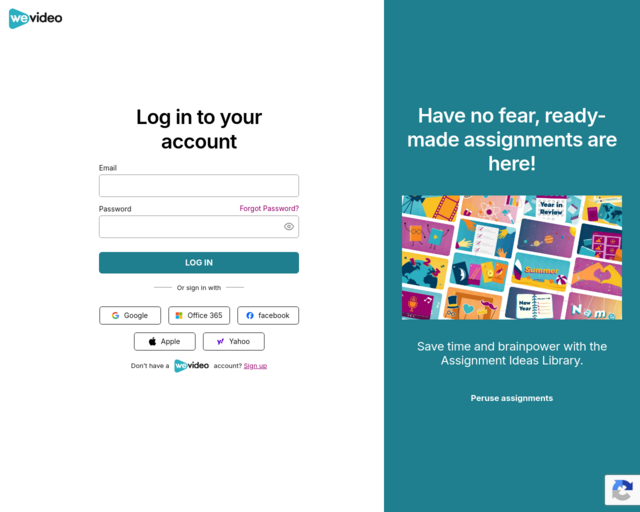 Screenshot of the We Video Sign-In website