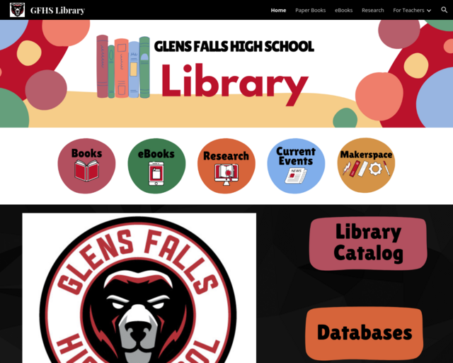 Screenshot of the GFHS Library Website website