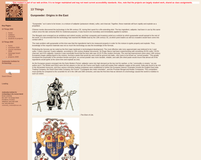 Screenshot of the Gunpowder - Brown.edu website