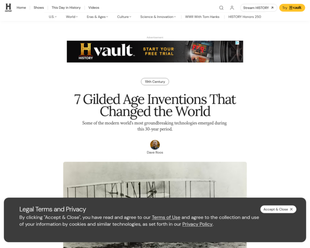 Screenshot of the Impressionist France Inventions website