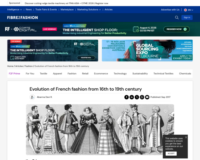 Screenshot of the Impressionist France Fashion website