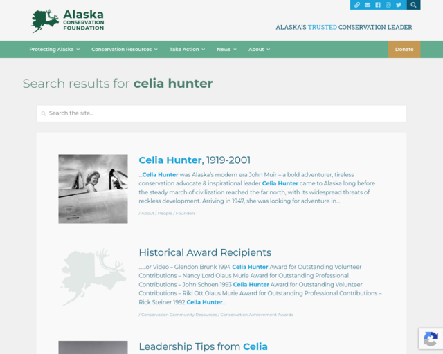 Screenshot of the Alaska Conservation Foundation website