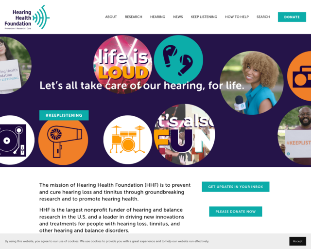 Screenshot of the Hearing Health Foundation website