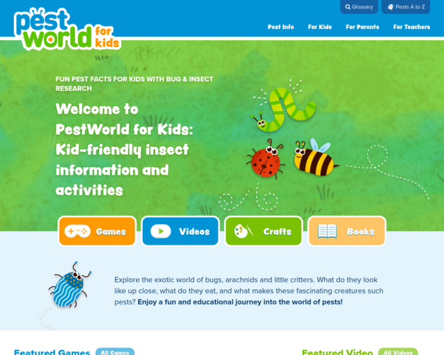 Screenshot of the PestWorld for Kids website