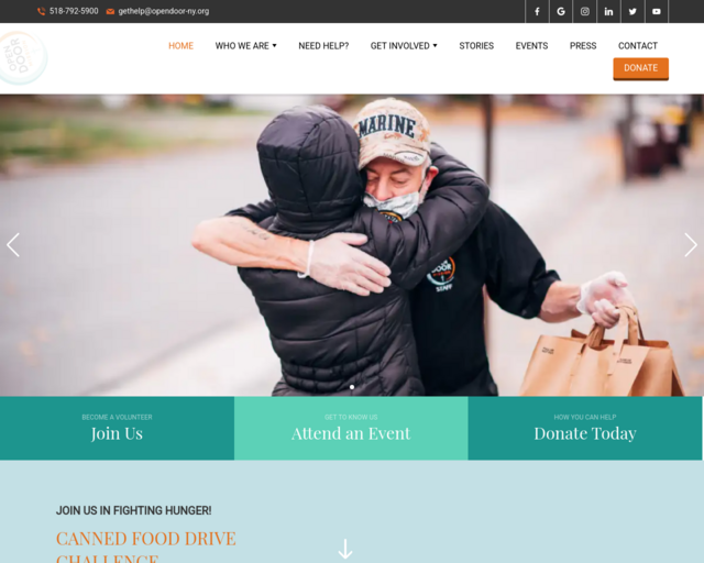 Screenshot of the Open Door Mission website