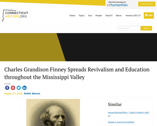 Screenshot of the Charles Finney website