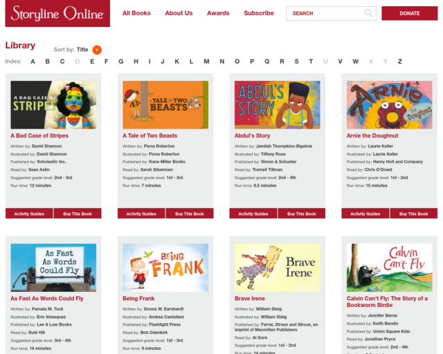 Screenshot of the Storyline Online website