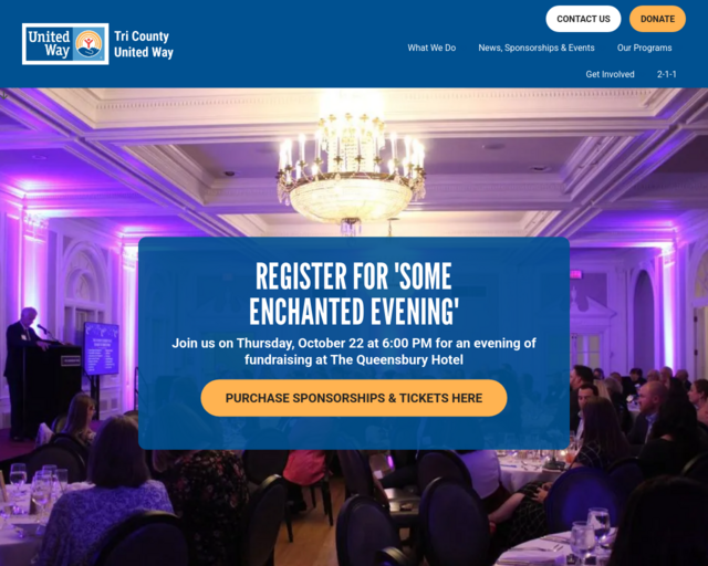 Screenshot of the Tri-County United Way website