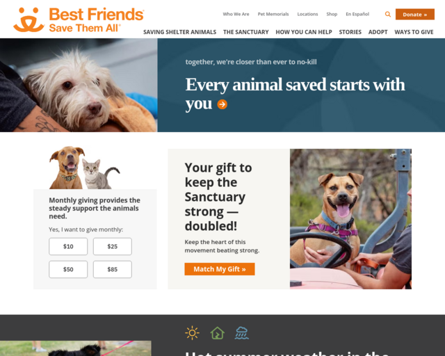Screenshot of the Best Friends Animal Society website