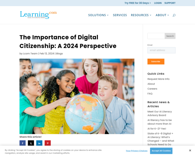 Screenshot of the Why is Digital Citizenship Important? website