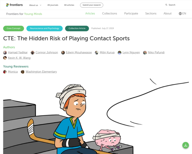 Screenshot of the Frontiers for Young Minds website