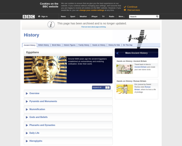 Screenshot of the Ancient Egyptians - BBC website