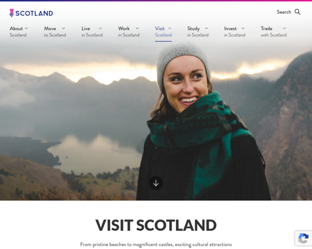 Screenshot of the Scotland Tourism Website website