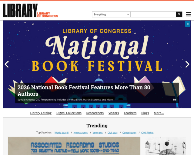 Screenshot of the The Library of Congress website