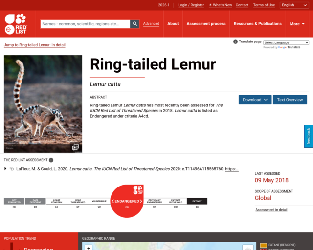 Screenshot of the Lemur stats website