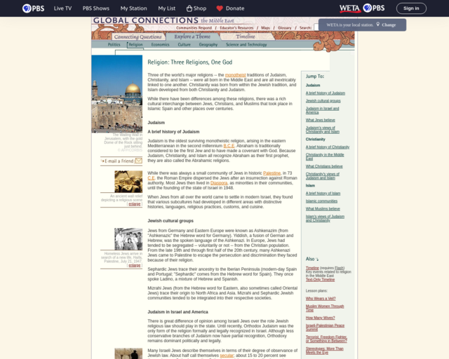 Screenshot of the PBS website