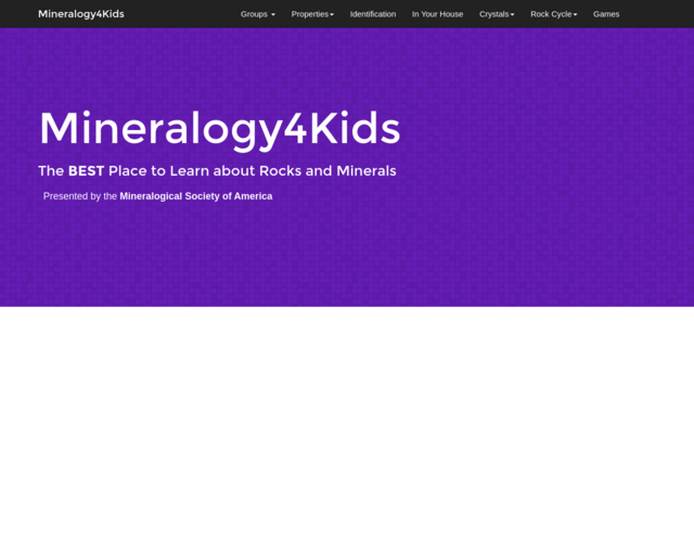 Screenshot of the Clastic Sedimentary Rocks 1 website